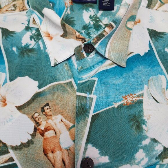 Sonoma Hawaiian Shirt Men’s XL Retro Beach Pin-Up Girl Print Short Sleeve - Picture 5 of 9